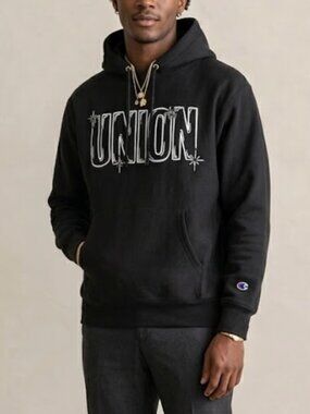 RARE Joshua Vides x Union LA x Champion Tour Black Hoodie SZ L